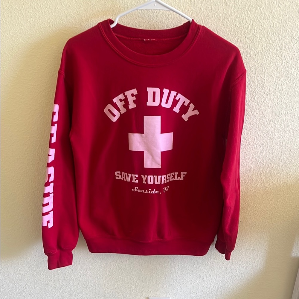 Red 'Off Duty' Sweatshirt